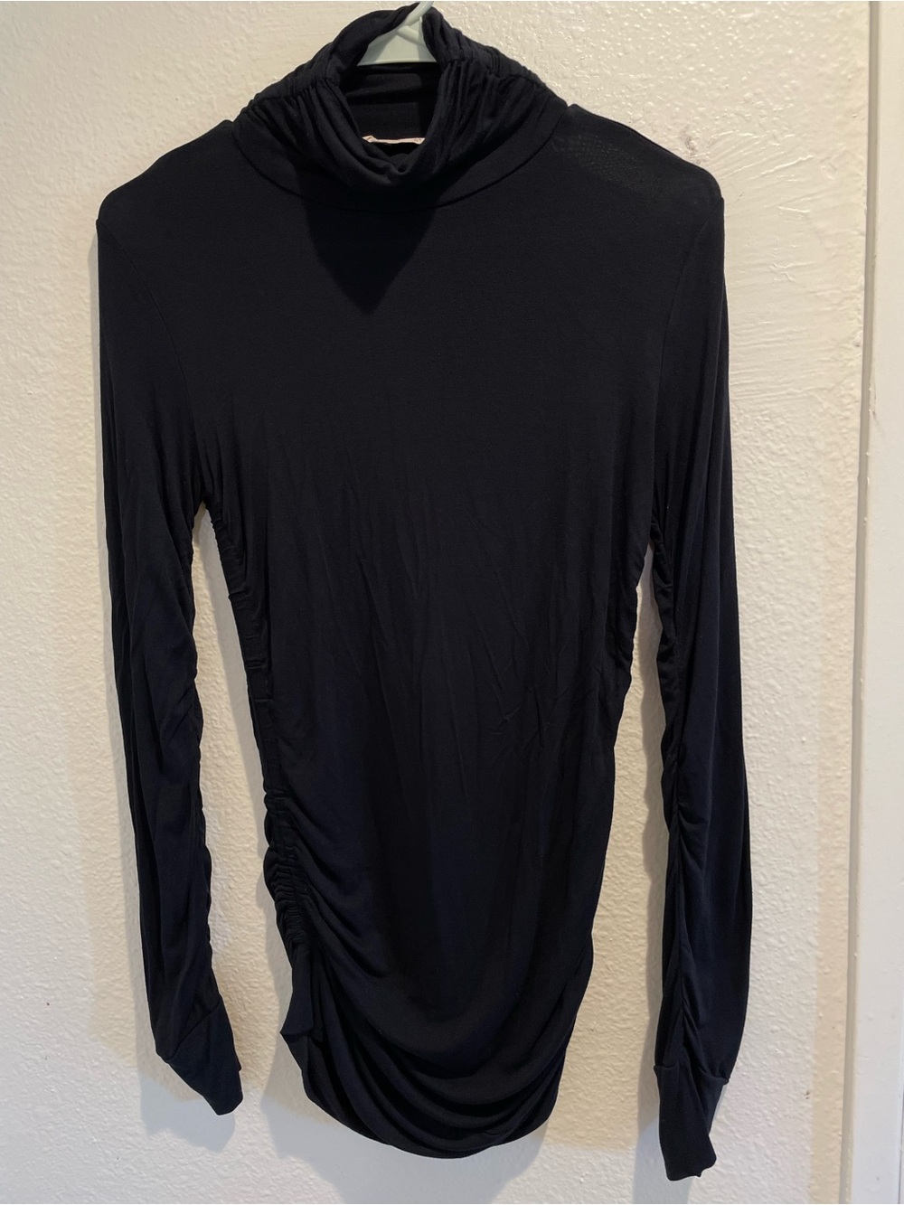 ✨ Soft Surroundings Black Ruched Sides Turtleneck Top XS ✨